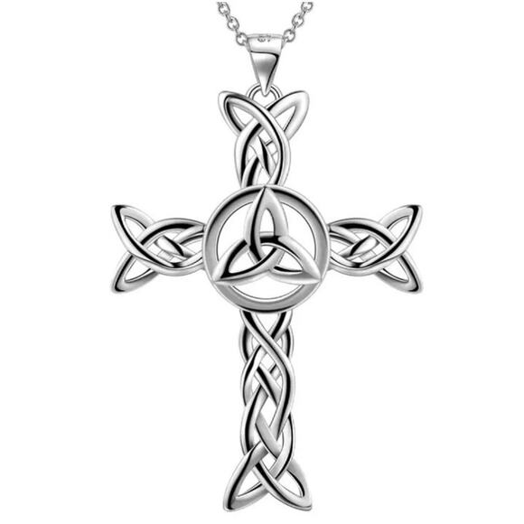 Silver Celtic Cross Necklace Hollow Christian Faith Christmas Birthday Gift NEW! - Picture 6 of 6